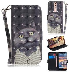Cat Embrace 3D Painted Leather Wallet Phone Case for Nokia 4.2