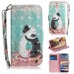 Black and White Cat 3D Painted Leather Wallet Phone Case for Nokia 4.2