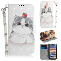 Cute Tomato Cat 3D Painted Leather Wallet Phone Case for Nokia 4.2