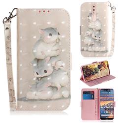 Three Squirrels 3D Painted Leather Wallet Phone Case for Nokia 4.2