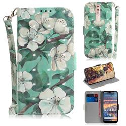 Watercolor Flower 3D Painted Leather Wallet Phone Case for Nokia 4.2
