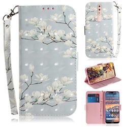 Magnolia Flower 3D Painted Leather Wallet Phone Case for Nokia 4.2