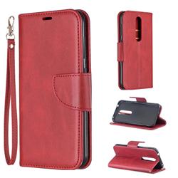 Classic Sheepskin PU Leather Phone Wallet Case for Nokia 4.2 - Red