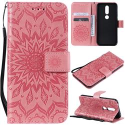 Embossing Sunflower Leather Wallet Case for Nokia 4.2 - Pink