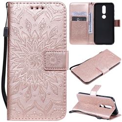 Embossing Sunflower Leather Wallet Case for Nokia 4.2 - Rose Gold