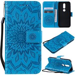 Embossing Sunflower Leather Wallet Case for Nokia 4.2 - Blue