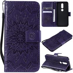 Embossing Sunflower Leather Wallet Case for Nokia 4.2 - Purple