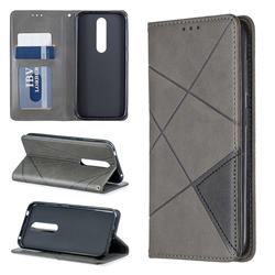 Prismatic Slim Magnetic Sucking Stitching Wallet Flip Cover for Nokia 4.2 - Gray