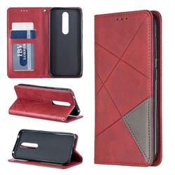 Prismatic Slim Magnetic Sucking Stitching Wallet Flip Cover for Nokia 4.2 - Red