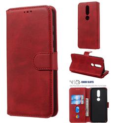 Retro Calf Matte Leather Wallet Phone Case for Nokia 4.2 - Red