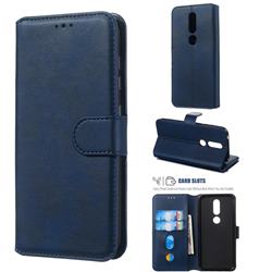 Retro Calf Matte Leather Wallet Phone Case for Nokia 4.2 - Blue