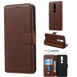 Retro Calf Matte Leather Wallet Phone Case for Nokia 4.2 - Brown