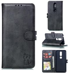 Embossing Happy Cat Leather Wallet Case for Nokia 4.2 - Black