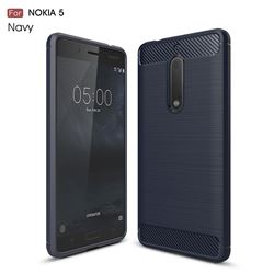 Luxury Carbon Fiber Brushed Wire Drawing Silicone TPU Back Cover for Nokia 5 Nokia5 (Navy)