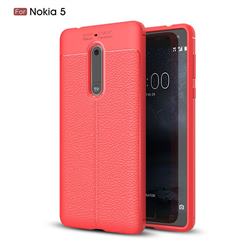 Luxury Auto Focus Litchi Texture Silicone TPU Back Cover for Nokia 5 Nokia5 - Red