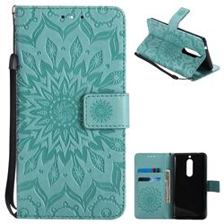 Embossing Sunflower Leather Wallet Case for Nokia 5 Nokia5 - Green