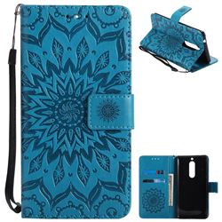 Embossing Sunflower Leather Wallet Case for Nokia 5 Nokia5 - Blue
