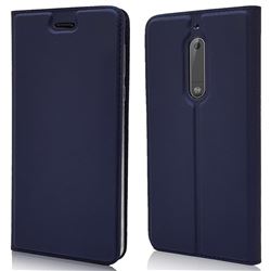 Ultra Slim Card Magnetic Automatic Suction Leather Wallet Case for Nokia 5 Nokia5 - Royal Blue