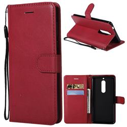 Retro Greek Classic Smooth PU Leather Wallet Phone Case for Nokia 5 Nokia5 - Red