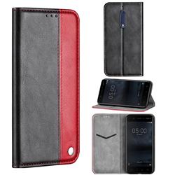 Classic Business Ultra Slim Magnetic Sucking Stitching Flip Cover for Nokia 5 Nokia5 - Red
