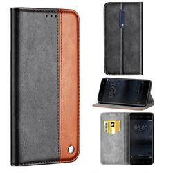 Classic Business Ultra Slim Magnetic Sucking Stitching Flip Cover for Nokia 5 Nokia5 - Brown