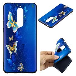 Golden Butterflies 3D Embossed Relief Black Soft Back Cover for Nokia 5.1