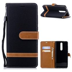 Jeans Cowboy Denim Leather Wallet Case for Nokia 5.1 - Black