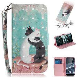Black and White Cat 3D Painted Leather Wallet Phone Case for Nokia 5.1
