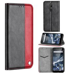 Classic Business Ultra Slim Magnetic Sucking Stitching Flip Cover for Nokia 5.1 - Red