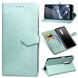 Embossing Imprint Mandala Flower Leather Wallet Case for Nokia 5.1 - Green