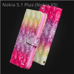 Gradient Rainbow 3D Painted Leather Wallet Case for Nokia 5.1 Plus (Nokia X5)
