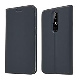 Ultra Slim Card Magnetic Automatic Suction Leather Wallet Case for Nokia 5.1 Plus (Nokia X5) - Star Grey