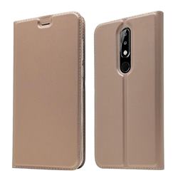Ultra Slim Card Magnetic Automatic Suction Leather Wallet Case for Nokia 5.1 Plus (Nokia X5) - Rose Gold