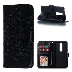 Intricate Embossing Datura Solar Leather Wallet Case for Nokia 5.1 Plus (Nokia X5) - Black