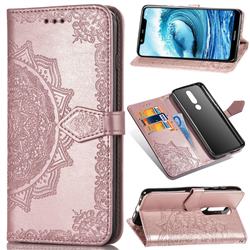 Embossing Imprint Mandala Flower Leather Wallet Case for Nokia 5.1 Plus (Nokia X5) - Rose Gold