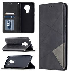 Prismatic Slim Magnetic Sucking Stitching Wallet Flip Cover for Nokia 5.3 - Black