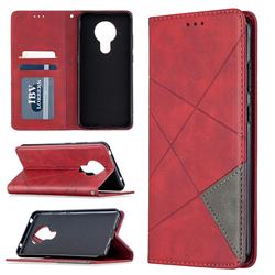 Prismatic Slim Magnetic Sucking Stitching Wallet Flip Cover for Nokia 5.3 - Red