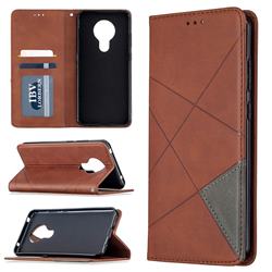 Prismatic Slim Magnetic Sucking Stitching Wallet Flip Cover for Nokia 5.3 - Brown