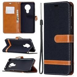 Jeans Cowboy Denim Leather Wallet Case for Nokia 5.3 - Black