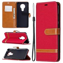 Jeans Cowboy Denim Leather Wallet Case for Nokia 5.3 - Red