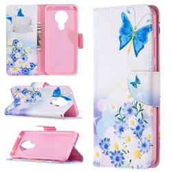 Butterflies Flowers Leather Wallet Case for Nokia 5.3