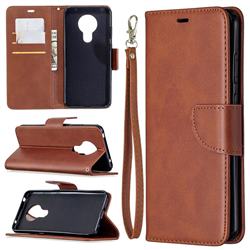 Classic Sheepskin PU Leather Phone Wallet Case for Nokia 5.3 - Brown