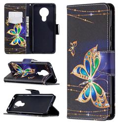 Golden Shining Butterfly Leather Wallet Case for Nokia 5.3