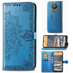 Embossing Imprint Mandala Flower Leather Wallet Case for Nokia 5.3 - Blue