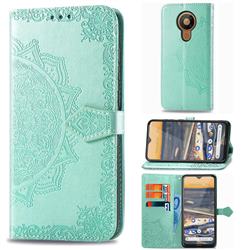 Embossing Imprint Mandala Flower Leather Wallet Case for Nokia 5.3 - Green