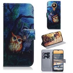 Oil Painting Owl PU Leather Wallet Case for Nokia 5.3
