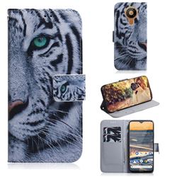 White Tiger PU Leather Wallet Case for Nokia 5.3