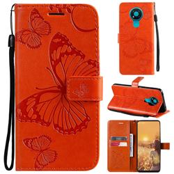Embossing 3D Butterfly Leather Wallet Case for Nokia 5.3 - Orange
