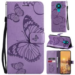Embossing 3D Butterfly Leather Wallet Case for Nokia 5.3 - Purple