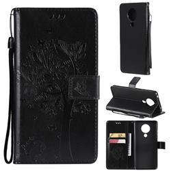 Embossing Butterfly Tree Leather Wallet Case for Nokia 5.3 - Black